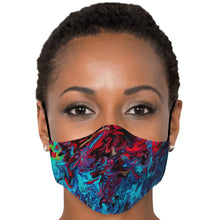 Load image into Gallery viewer, Psychedelic Paint Red in Blue Face Mask
