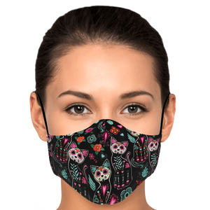 Sugar Skull Cat Pattern Face Cover