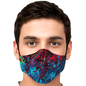 Psychedelic Paint Red in Blue Face Mask