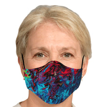 Load image into Gallery viewer, Psychedelic Paint Red in Blue Face Mask
