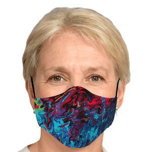 Psychedelic Paint Red in Blue Face Mask
