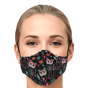 Sugar Skull Cat Pattern Face Cover