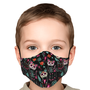 Sugar Skull Cat Pattern Face Cover