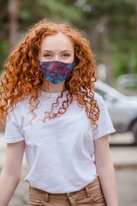 Psychedelic Paint Red in Blue Face Mask
